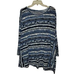 Women's WESTBOUND Blue Striped BLOUSE SIZES 3X